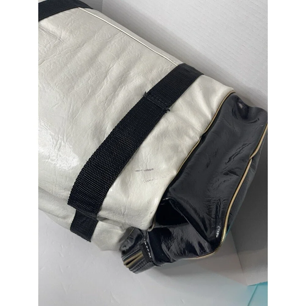 Titleist Vintage Black White Leather Golf Bag Duffle Weekend Zip Carry All